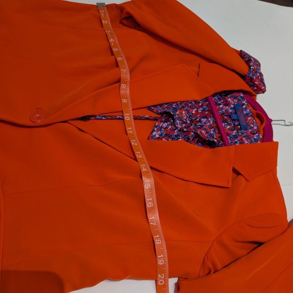 NWT Twiggy London Women's Boyfriend Orange Blazer Blue Floral Lining Medium - Picture 15 of 15
